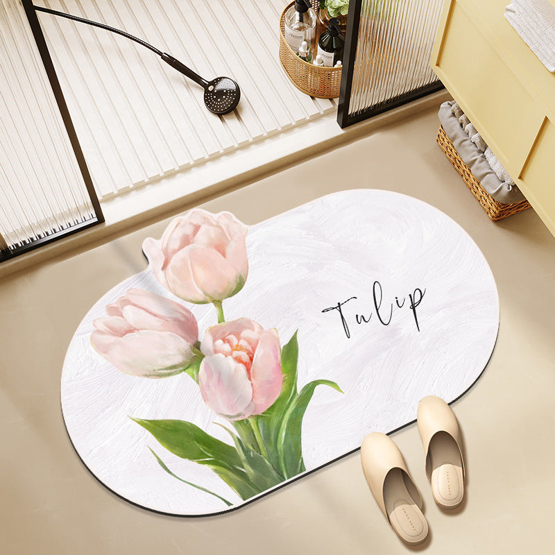 Floral-Themed Memory Foam Bath Mat | Kelmera