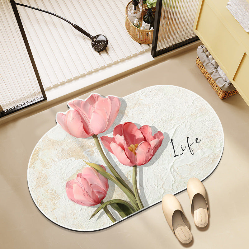 Floral-Themed Memory Foam Bath Mat | Kelmera