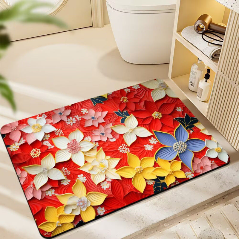 Floral-Themed Plush Bath Mat | Kelmera