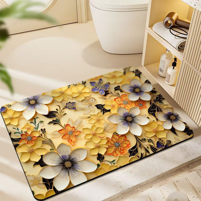 Floral-Themed Plush Bath Mat | Kelmera