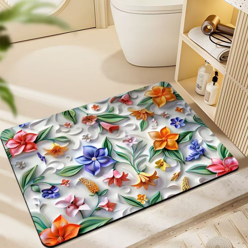 Floral-Themed Plush Bath Mat | Kelmera