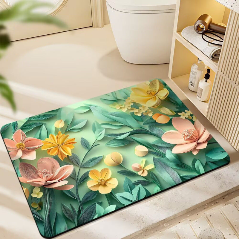 Floral-Themed Plush Bath Mat | Kelmera