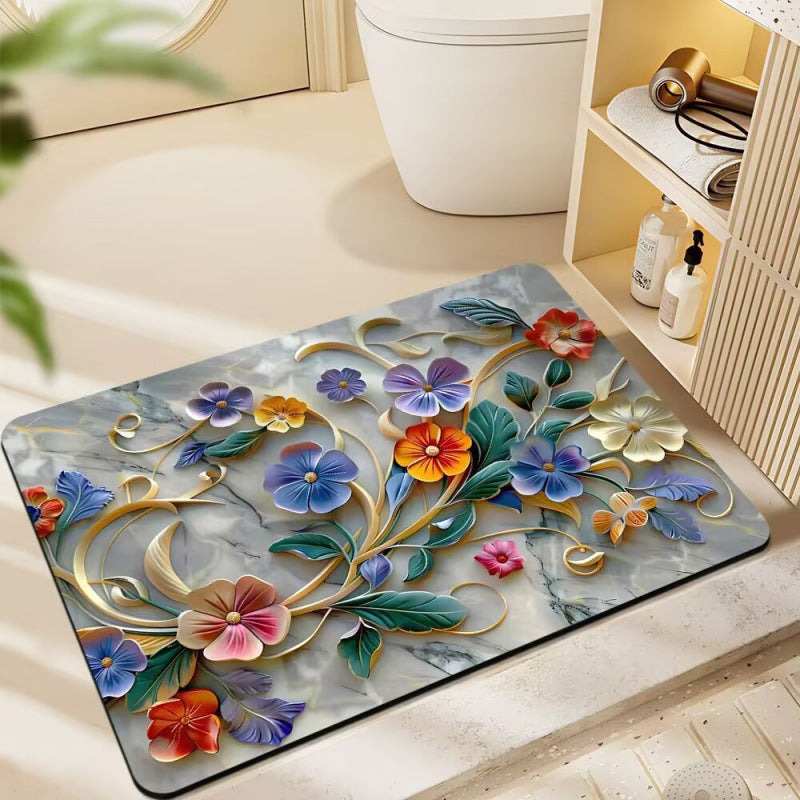 Floral-Themed Plush Bath Mat | Kelmera