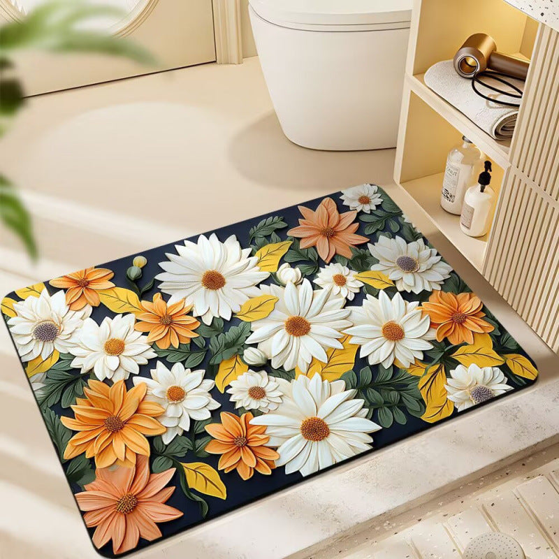 Floral-Themed Plush Bath Mat | Kelmera