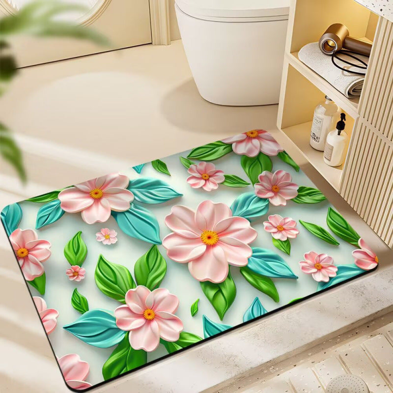 Floral-Themed Plush Bath Mat | Kelmera