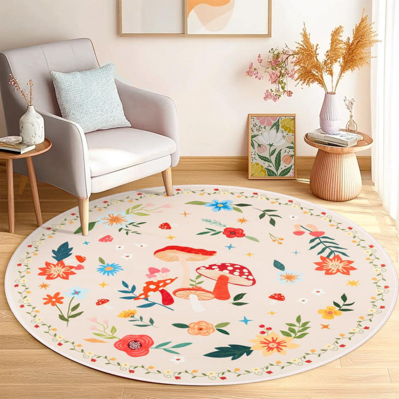 Floral-Themed Round Area Rug | Kelmera