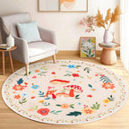 Floral-Themed Round Area Rug | Kelmera