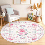 Floral-Themed Round Area Rug | Kelmera
