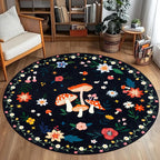 Floral-Themed Round Area Rug | Kelmera