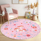 Floral-Themed Round Area Rug | Kelmera