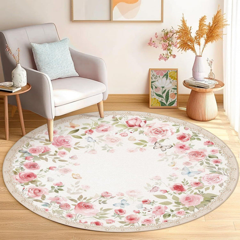 Floral-Themed Round Area Rug | Kelmera