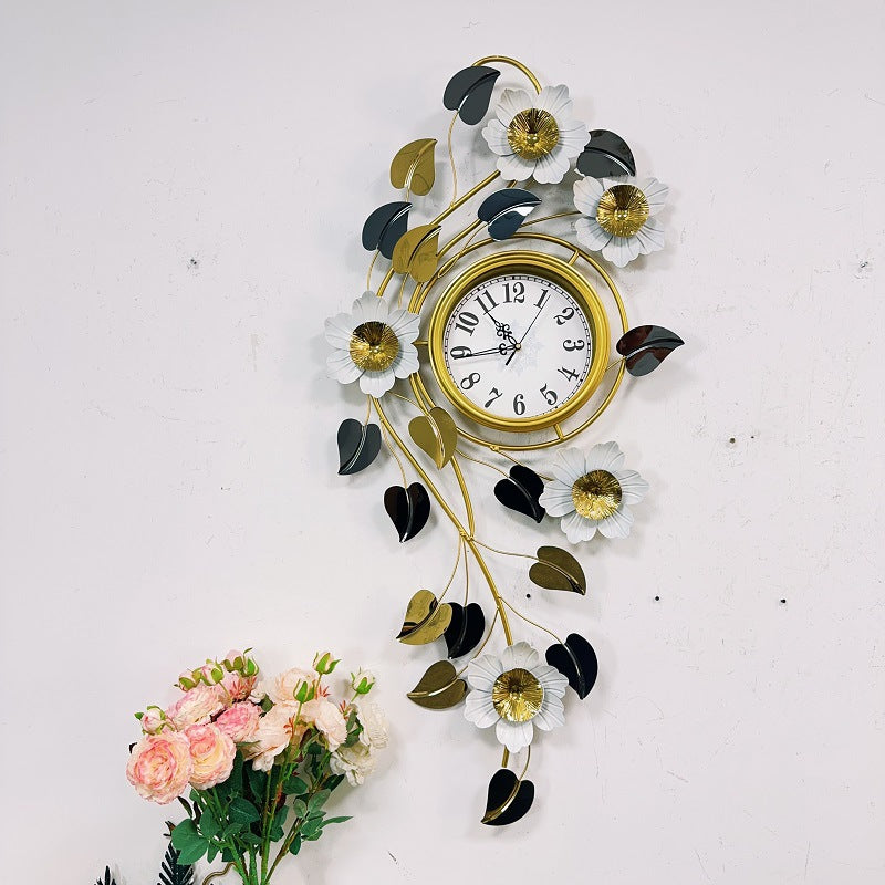 Floral Wall Clock Art with Elegant Metal Frame | Kelmera