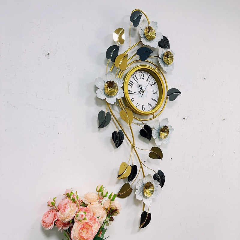 Floral Wall Clock Art with Elegant Metal Frame | Kelmera