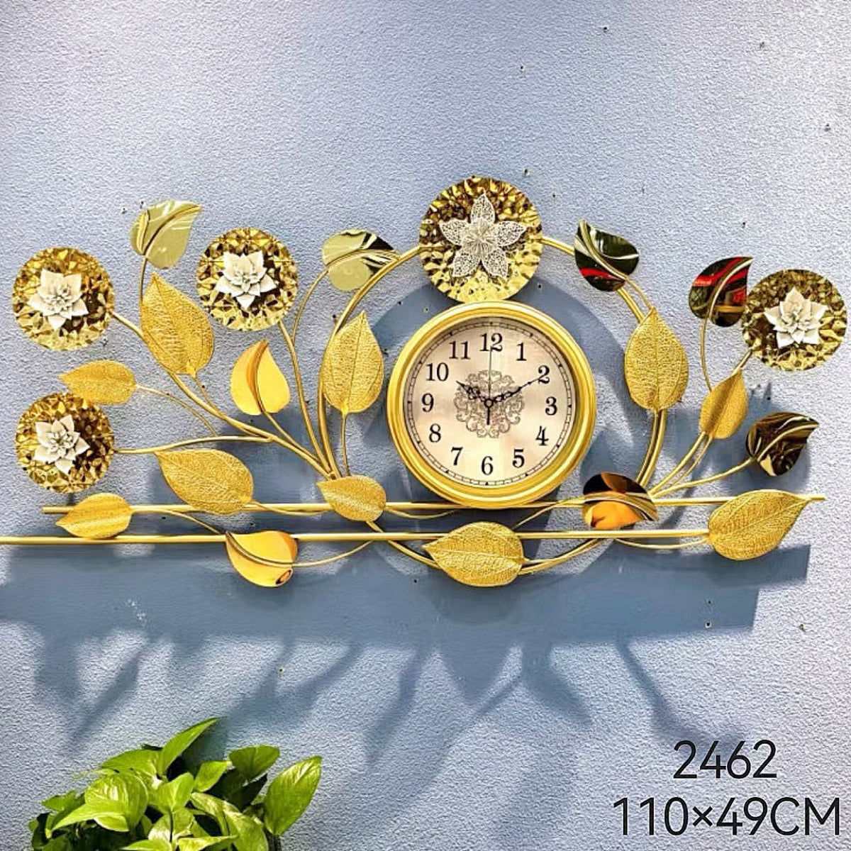 Floral Wall Clock with Decorative Leaf Design | Kelmera