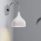 Fluted Drop-Shaped Ceramic Wall Lamp with Chrome Backplate | Kelmera