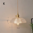 Fluted Glass Pendant Lamp with Vintage Brass Socket | Kelmera