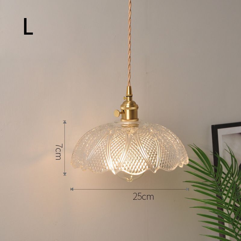 Fluted Glass Pendant Lamp with Vintage Brass Socket | Kelmera