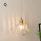 Fluted Glass Pendant Lamp with Vintage Brass Socket | Kelmera