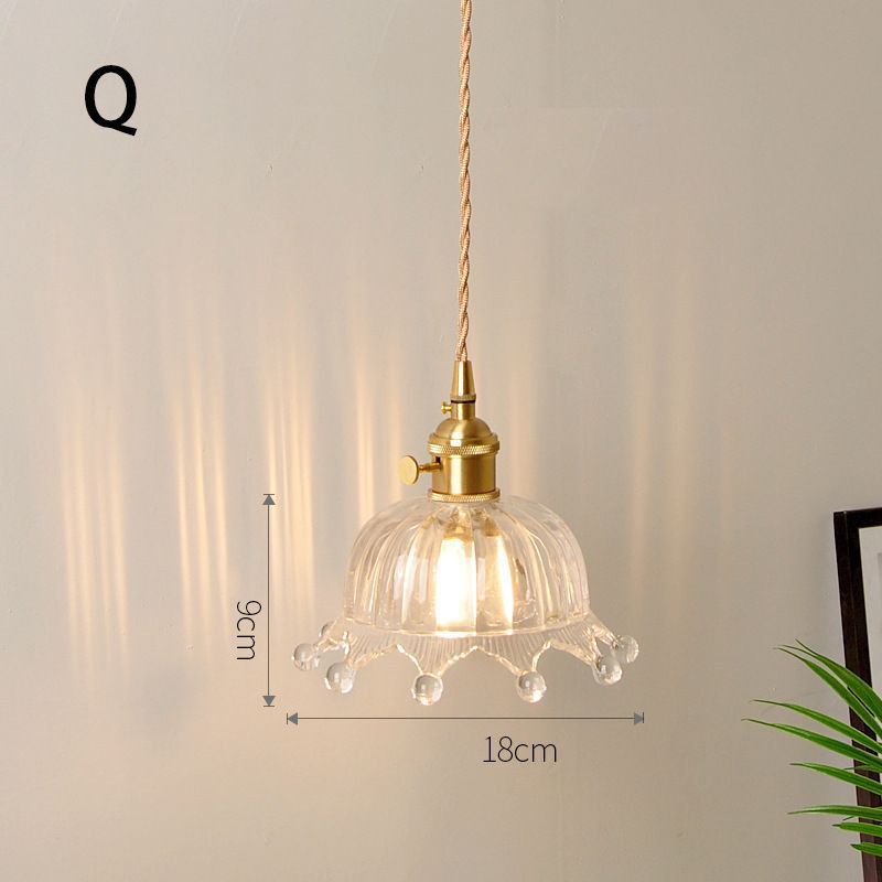 Fluted Glass Pendant Lamp with Vintage Brass Socket | Kelmera