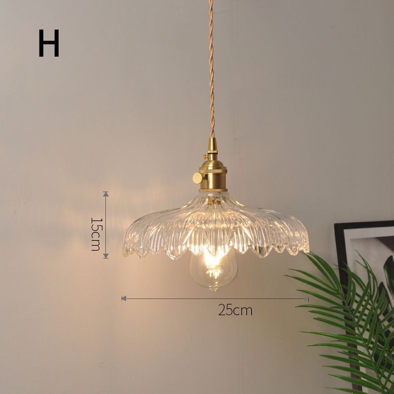 Fluted Glass Pendant Lamp with Vintage Brass Socket | Kelmera