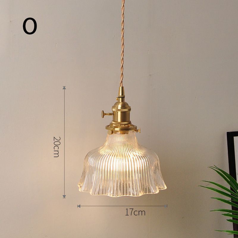 Fluted Glass Pendant Lamp with Vintage Brass Socket | Kelmera
