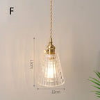 Fluted Glass Pendant Lamp with Vintage Brass Socket | Kelmera