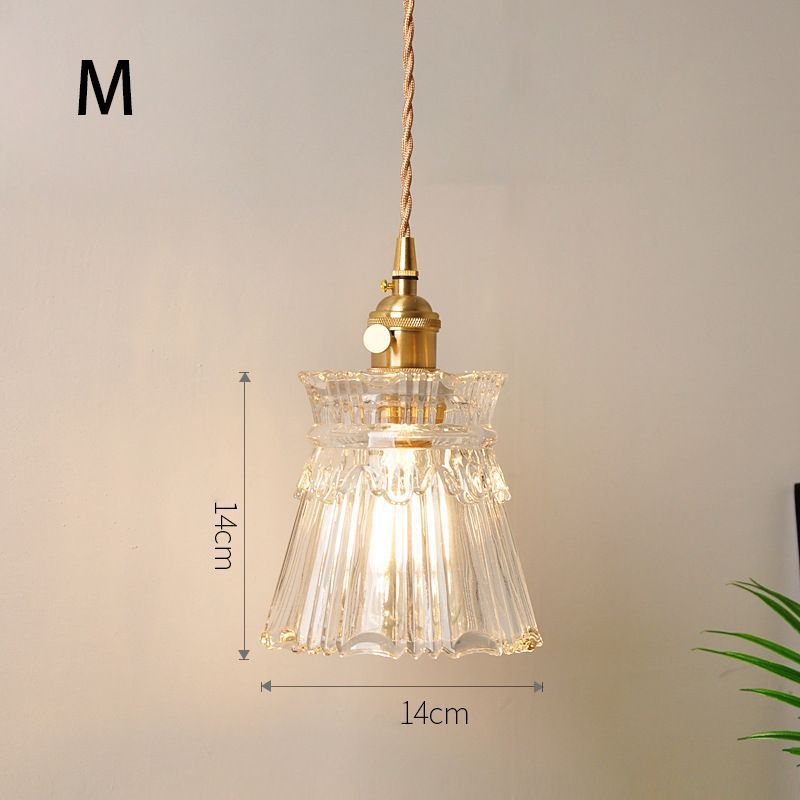 Fluted Glass Pendant Lamp with Vintage Brass Socket | Kelmera
