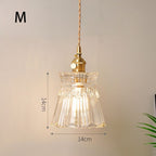Fluted Glass Pendant Lamp with Vintage Brass Socket | Kelmera