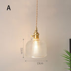 Fluted Glass Pendant Lamp with Vintage Brass Socket | Kelmera
