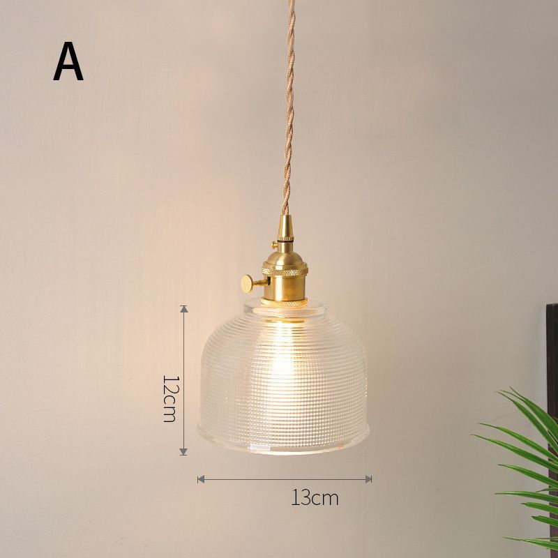 Fluted Glass Pendant Lamp with Vintage Brass Socket | Kelmera