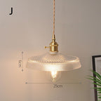 Fluted Glass Pendant Lamp with Vintage Brass Socket | Kelmera