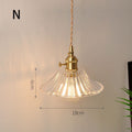 Fluted Glass Pendant Lamp with Vintage Brass Socket | Kelmera