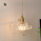 Fluted Glass Pendant Lamp with Vintage Brass Socket | Kelmera