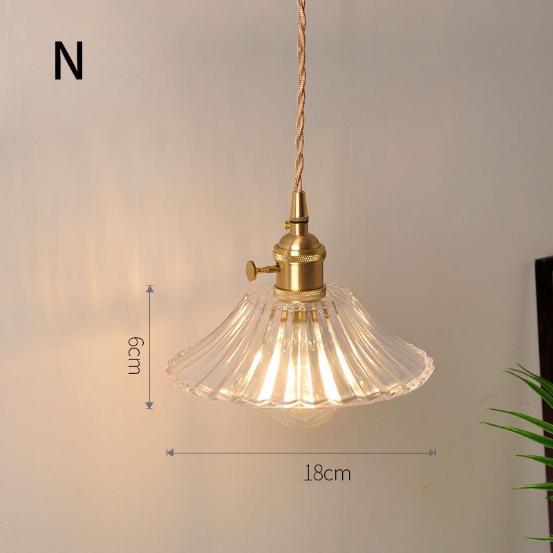 Fluted Glass Pendant Lamp with Vintage Brass Socket | Kelmera