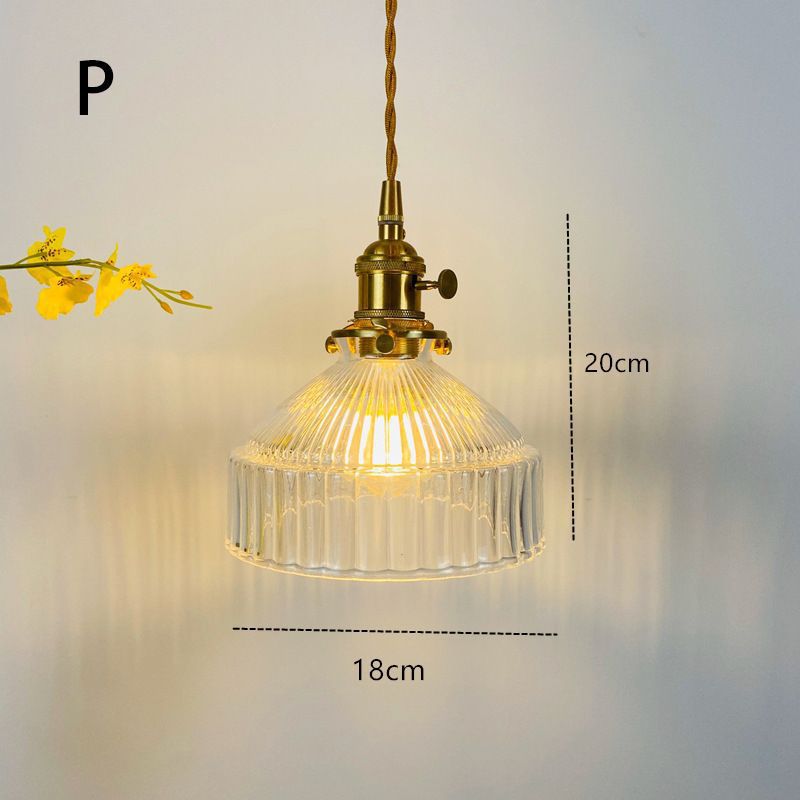 Fluted Glass Pendant Lamp with Vintage Brass Socket | Kelmera