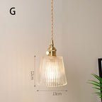 Fluted Glass Pendant Lamp with Vintage Brass Socket | Kelmera