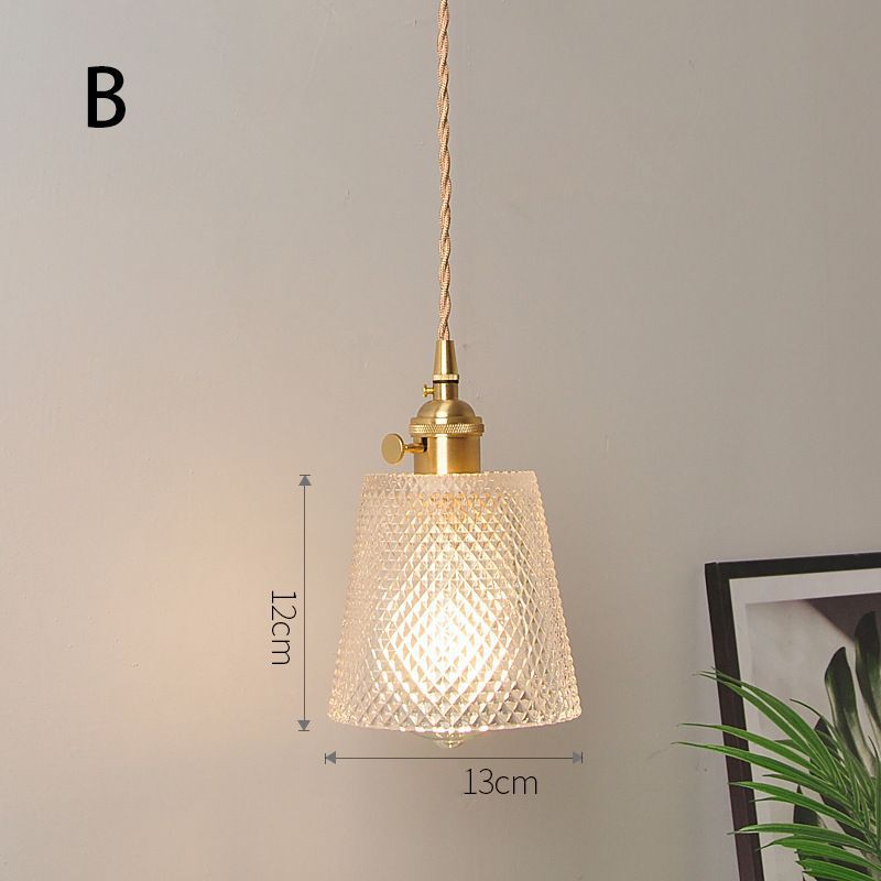 Fluted Glass Pendant Lamp with Vintage Brass Socket | Kelmera