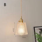 Fluted Glass Pendant Lamp with Vintage Brass Socket | Kelmera