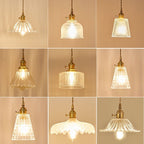 Fluted Glass Pendant Lamp with Vintage Brass Socket | Kelmera