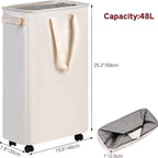 Foldable Laundry Basket with Wheels and Practical Lid | Kelmera