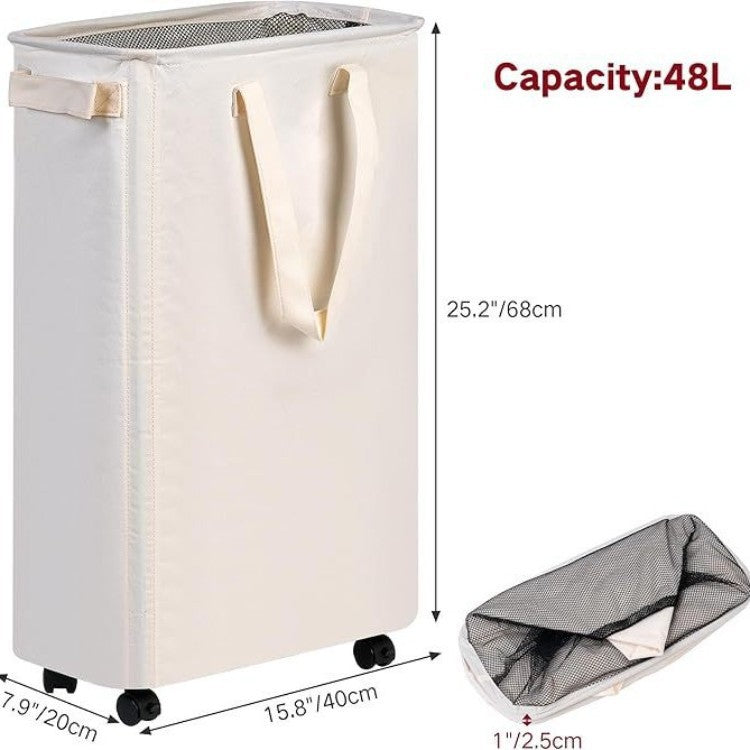 Foldable Laundry Basket with Wheels and Practical Lid | Kelmera
