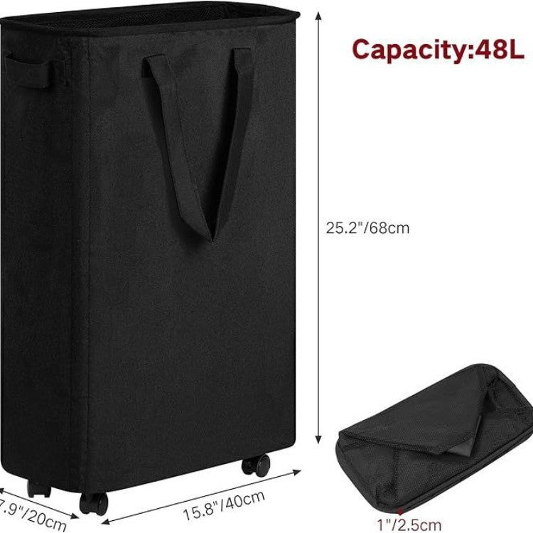 Foldable Laundry Basket with Wheels and Practical Lid | Kelmera