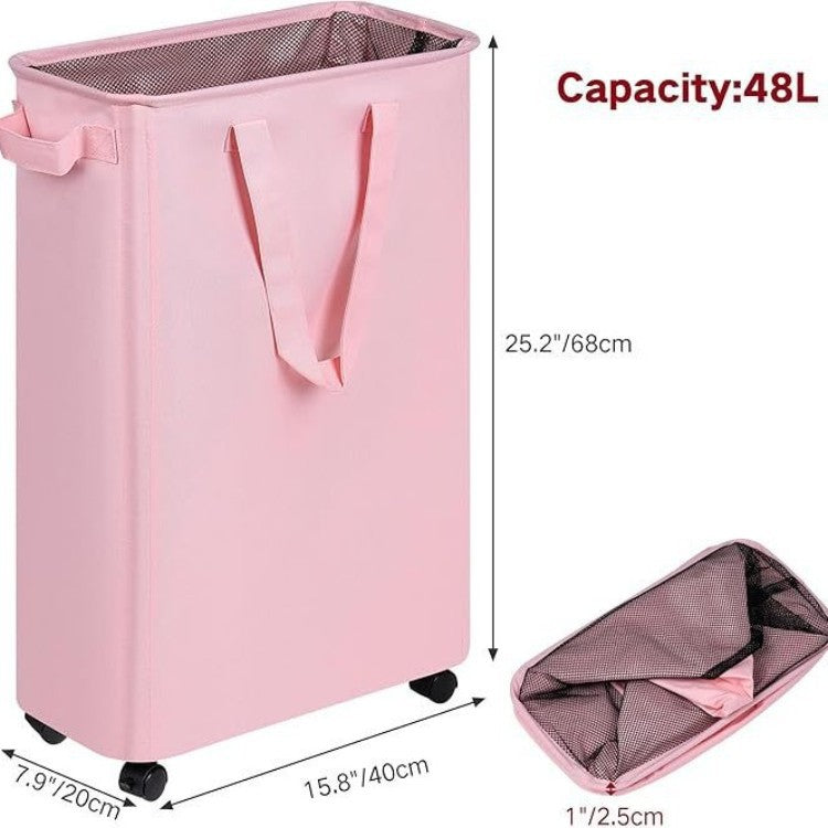 Foldable Laundry Basket with Wheels and Practical Lid | Kelmera