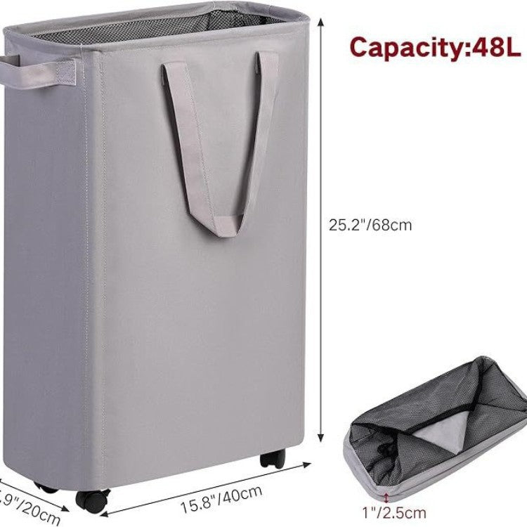 Foldable Laundry Basket with Wheels and Practical Lid | Kelmera