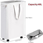 Foldable Laundry Basket with Wheels and Practical Lid | Kelmera