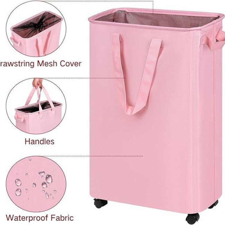 Foldable Laundry Basket with Wheels and Practical Lid | Kelmera