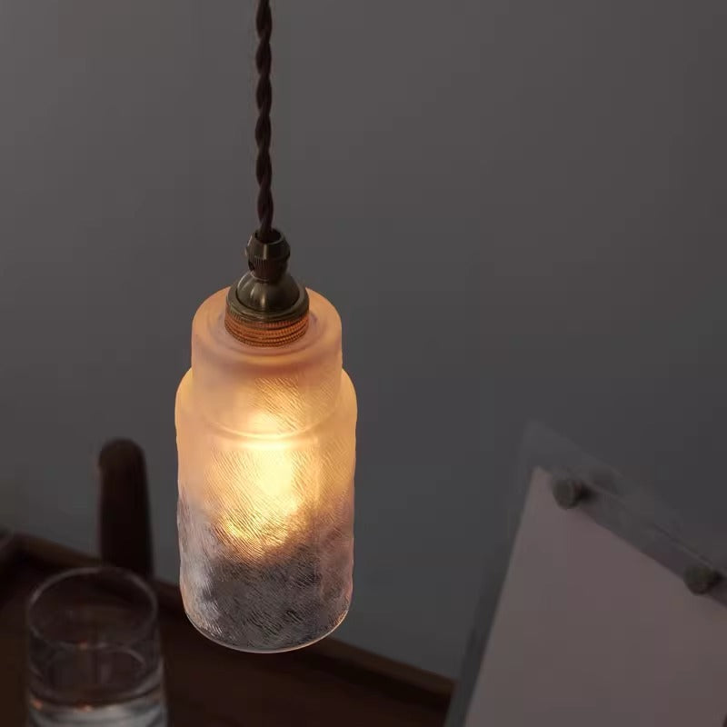 Frosted Textured Glass Cylinder Pendant Light | Kelmera