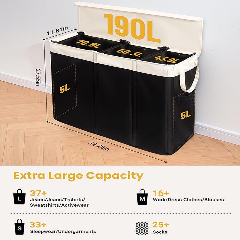 Generous Laundry Container with Removable Inner Pockets | Kelmera