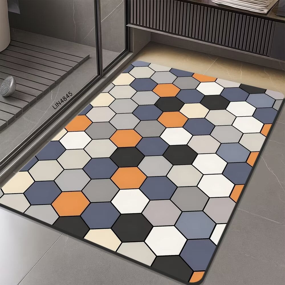 Geometric Hexagonal Pattern Bath Mat | Kelmera