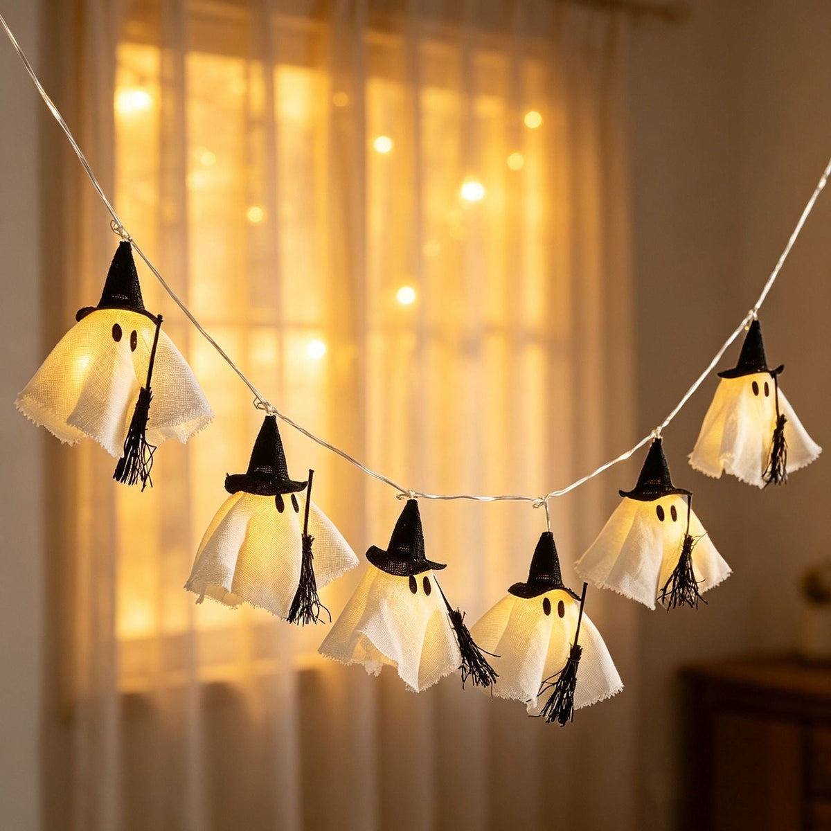 Halloween Ghost Witch LED String Lights Garland | Kelmera